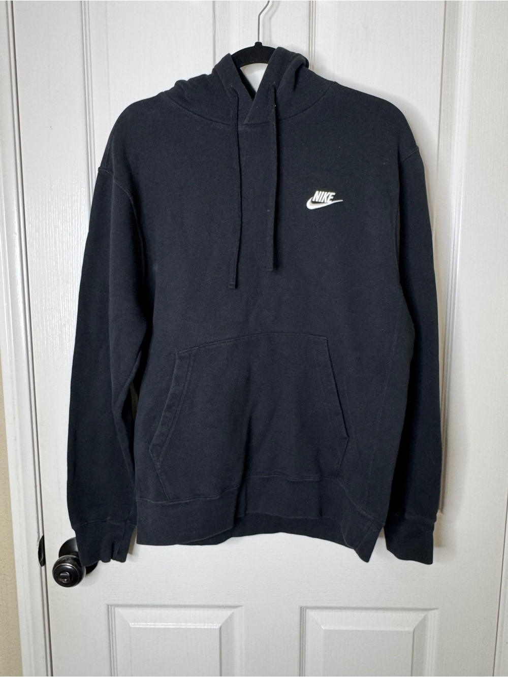 Nike Men’s Black Hoodie with White Swoosh Logo